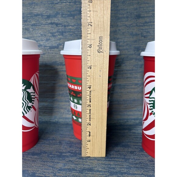 Starbucks Holiday 2020/2024 RED CUP DAY Set Of 4 Reusable Hot Collectible 16 oz - Picture 5 of 9